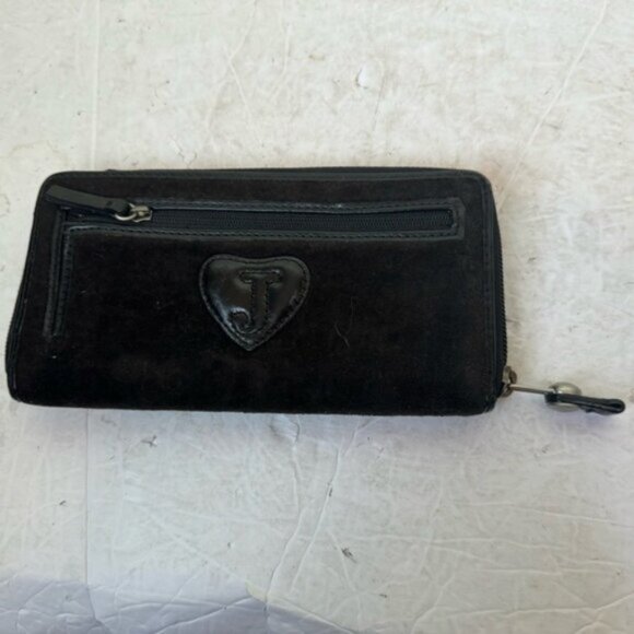Juicy Couture Y2K Velour Leather Zippy Zip Around Wallet Embroidered Logo Clutch - Picture 3 of 16